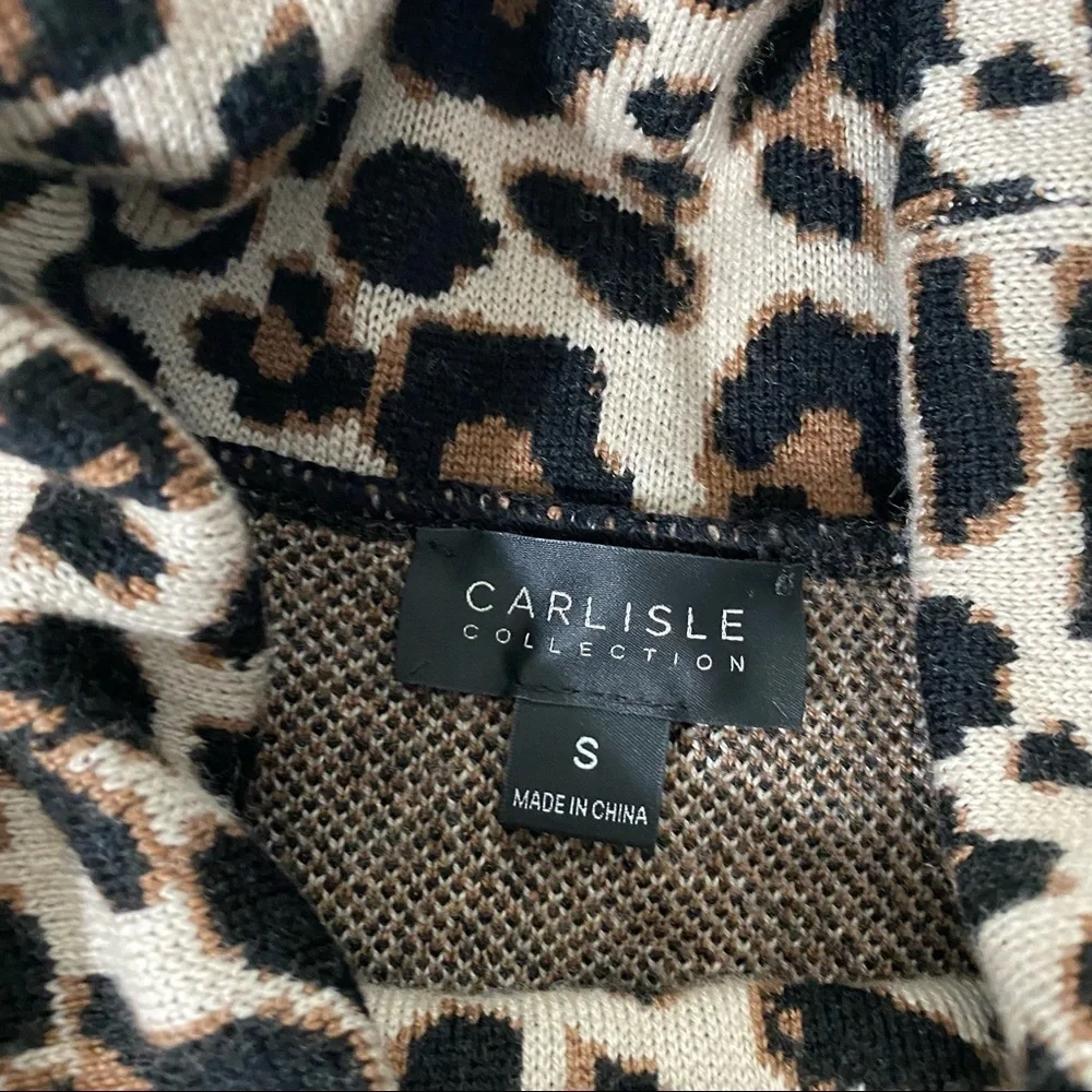 Carlisle Collection Merino Wool Leopard Print Sweater Size Small